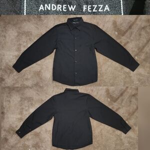 Andrew Fezza Classic Black Long Sleeve Button Down Shirt Sz 8